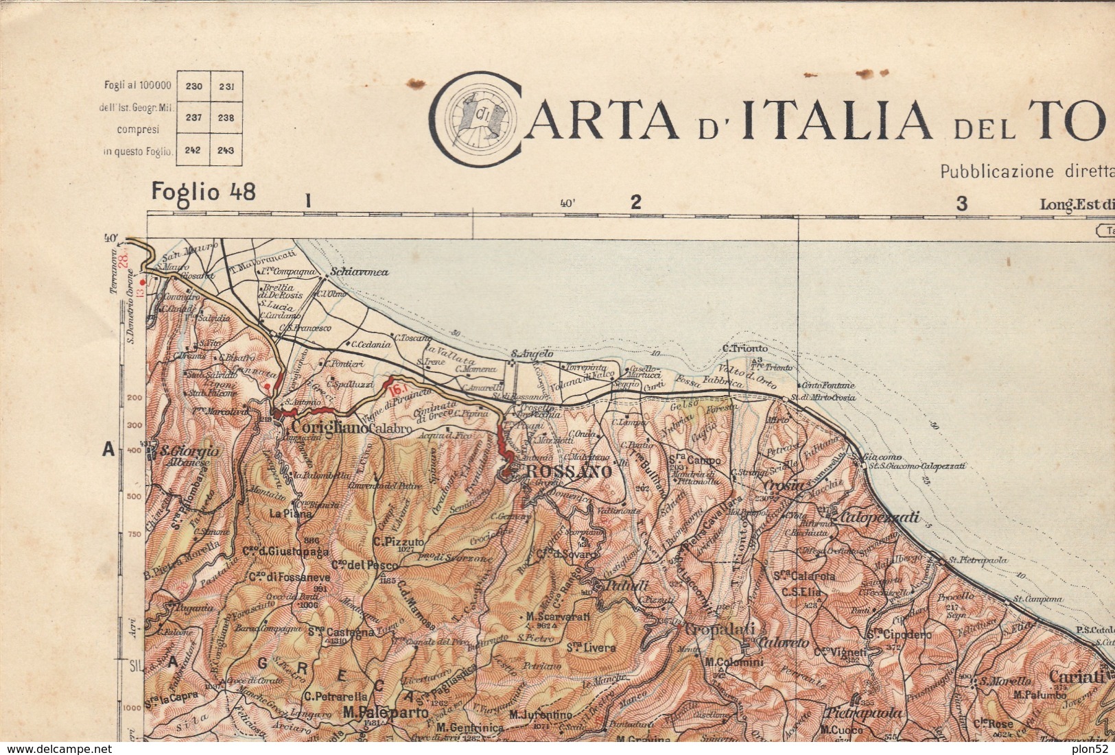 12657-T.C.I-CATANZARO-SCALA 1:250.000-1938 - Carte Geographique