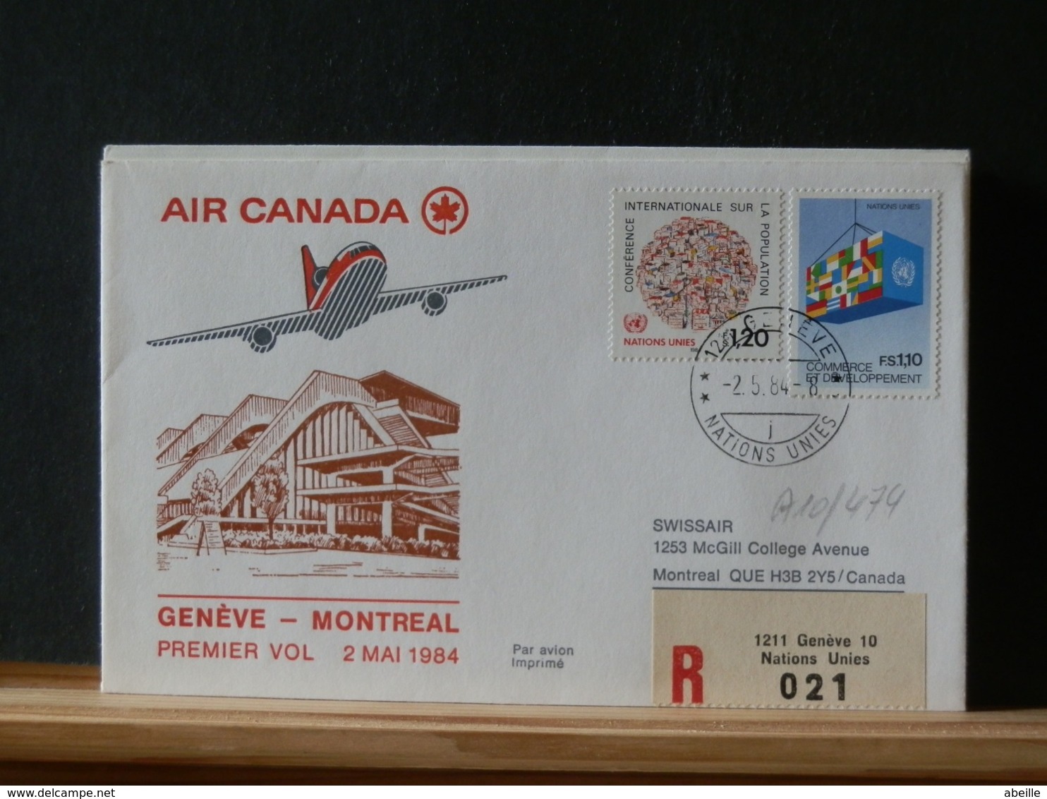 A10/474    1° VOL 1984   GENEVE/MONTREAL - Aéreo