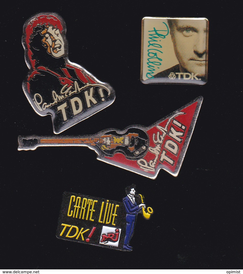 59929-lot De 4  Pin's.-TDK.m'c Cartney.phil Collins.. - Musique