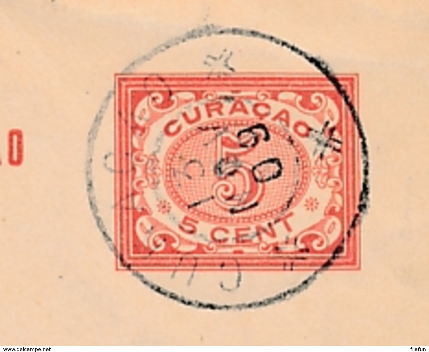 Curacao - 1909 - 5 Cent Cijfer, Briefkaart G19 Commercial Use Van GR Curacao Naar Paris / France - Curaçao, Nederlandse Antillen, Aruba