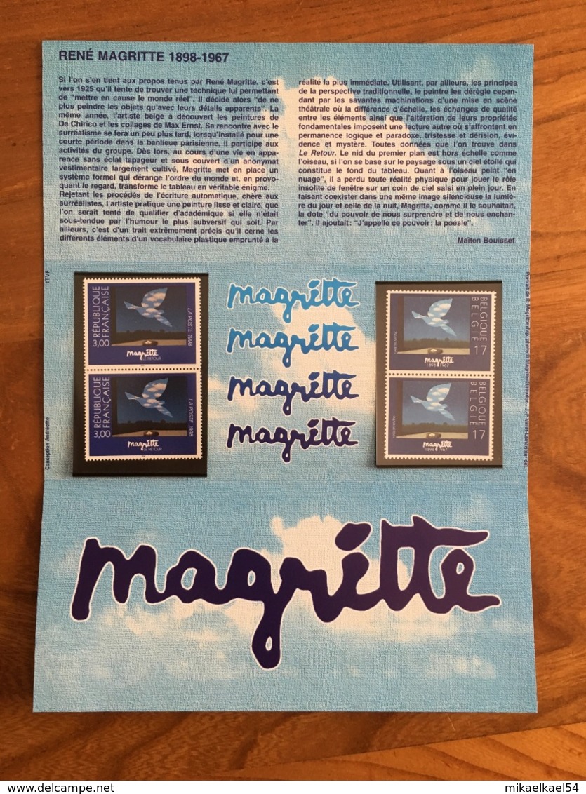 Pochette Philatélique D'émission Commune FRANCE-BELGIQUE MAGRITTE - 1998 - Neuf - Blocs Souvenir