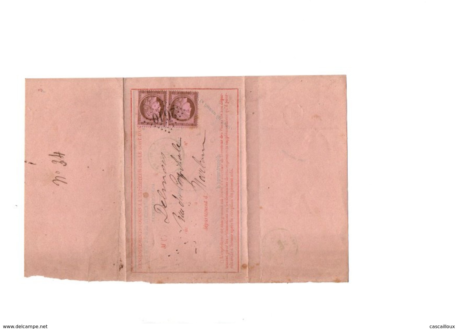 Timbres N 54 Sur Enveloppe - 1871-1875 Cérès