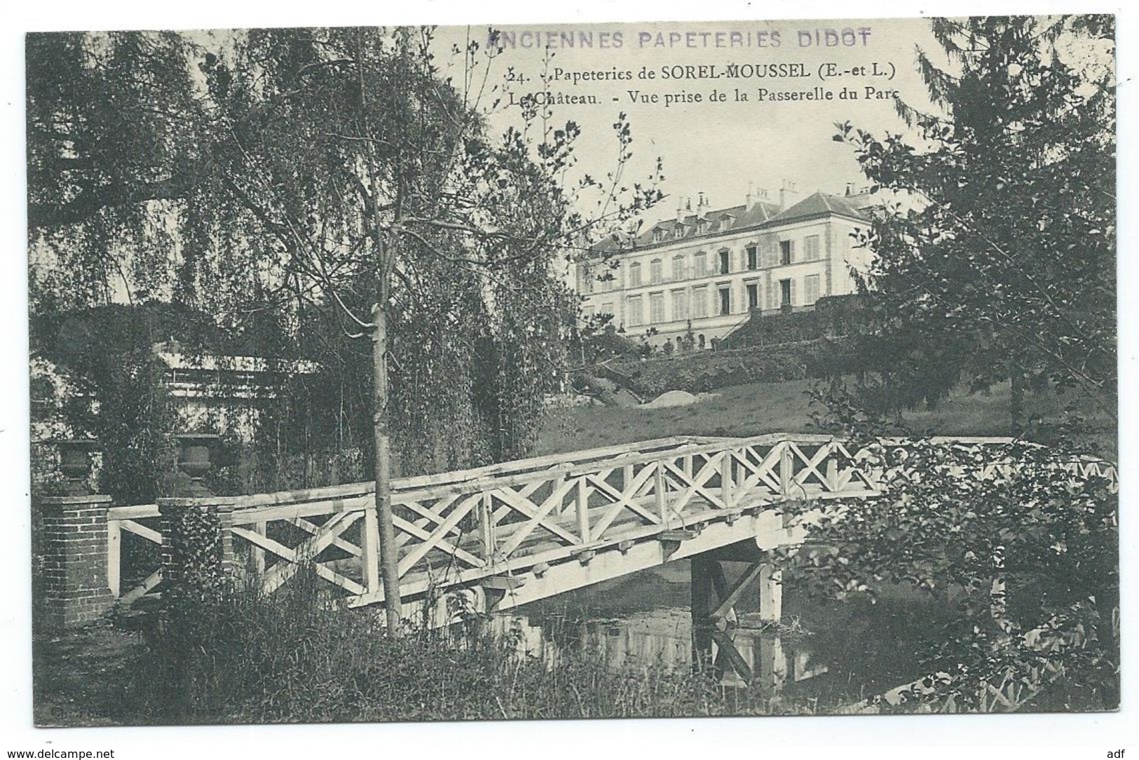 CPA PAPETERIES DE SOREL MOUSSEL ( ANCIENNEMENT DIDOT ), LE CHATEAU, VUE PRISE DE LA PASSERELLE DU PARC, EURE ET LOIR 28 - Sorel-Moussel