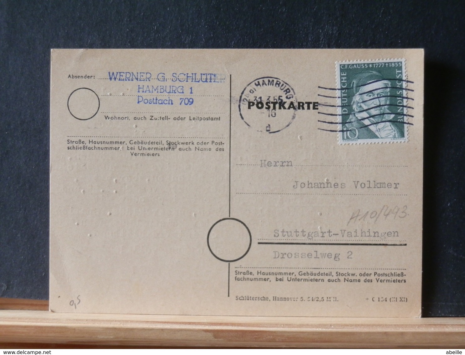 A10/493  CP  ALLEMAGNE    1955 - Briefe U. Dokumente