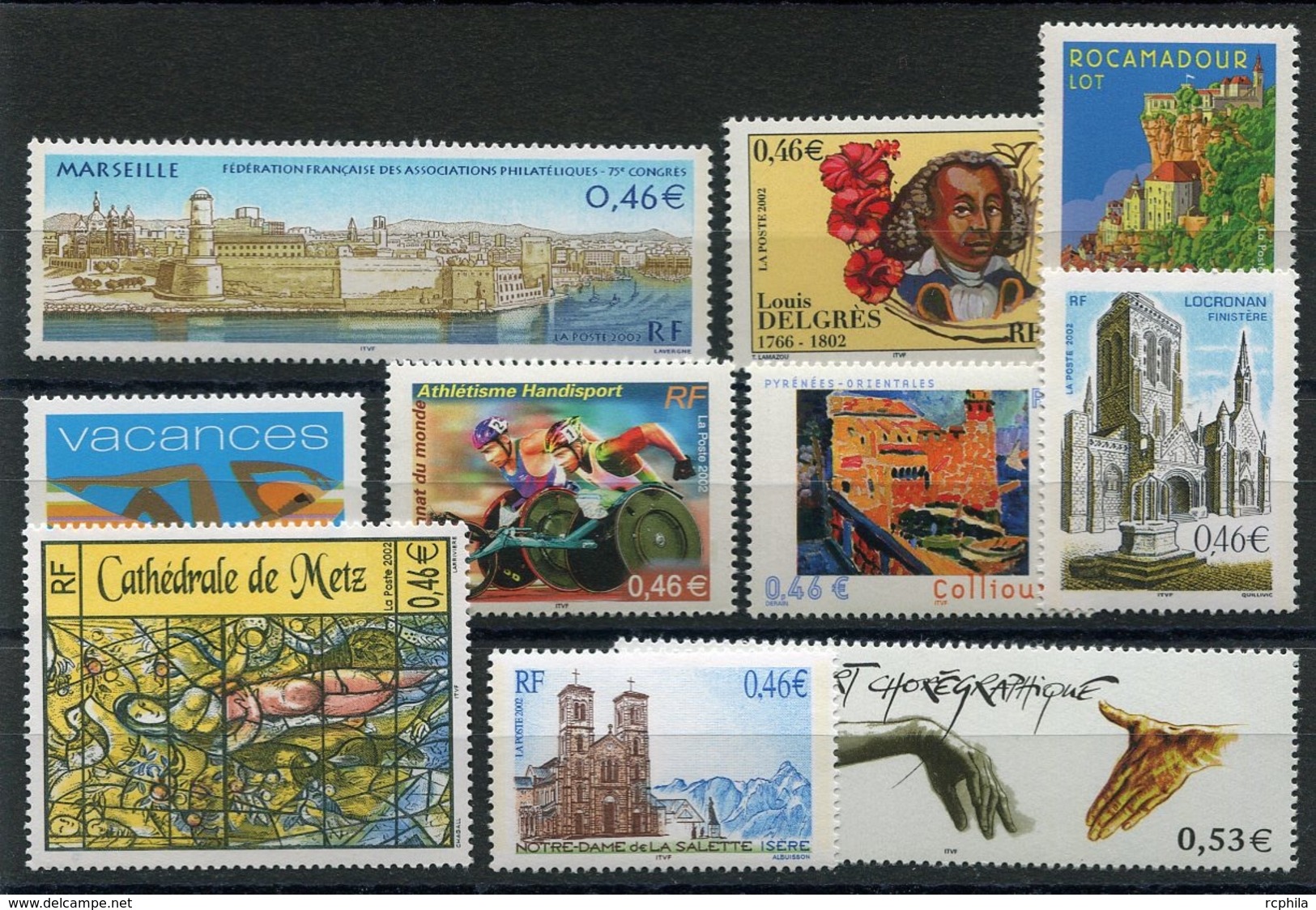 RC 13578 FRANCE 2002 LOT DE TIMBRES A LA FACIALE NEUFS ** - Unused Stamps