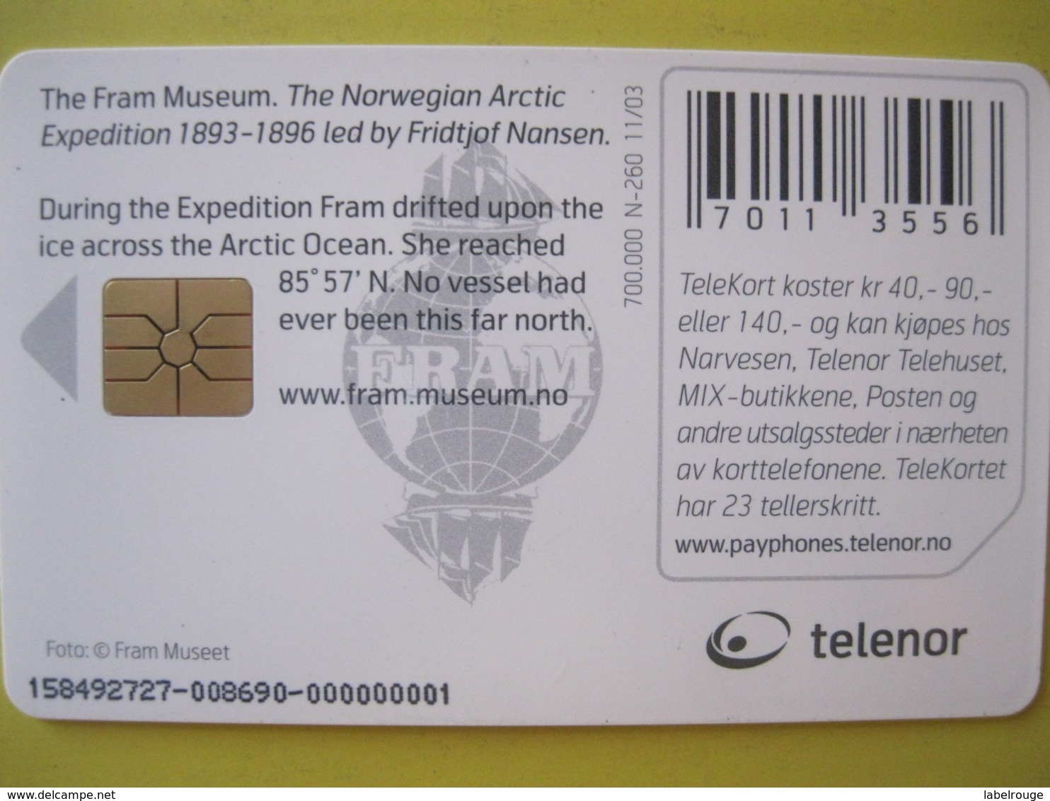Télécarte De Norvege - Norwegen