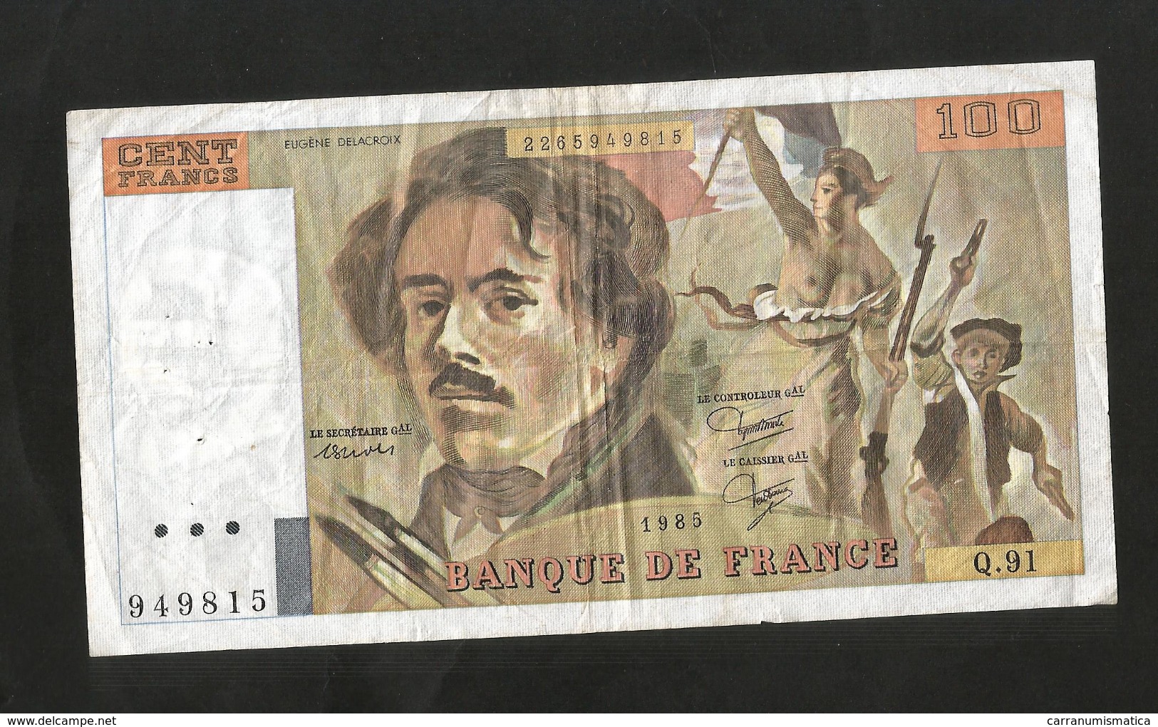 FRANCE - BANQUE De FRANCE - 100 Francs DELACROIX (1985) Serie: Q. 91 - 100 F 1978-1995 ''Delacroix''