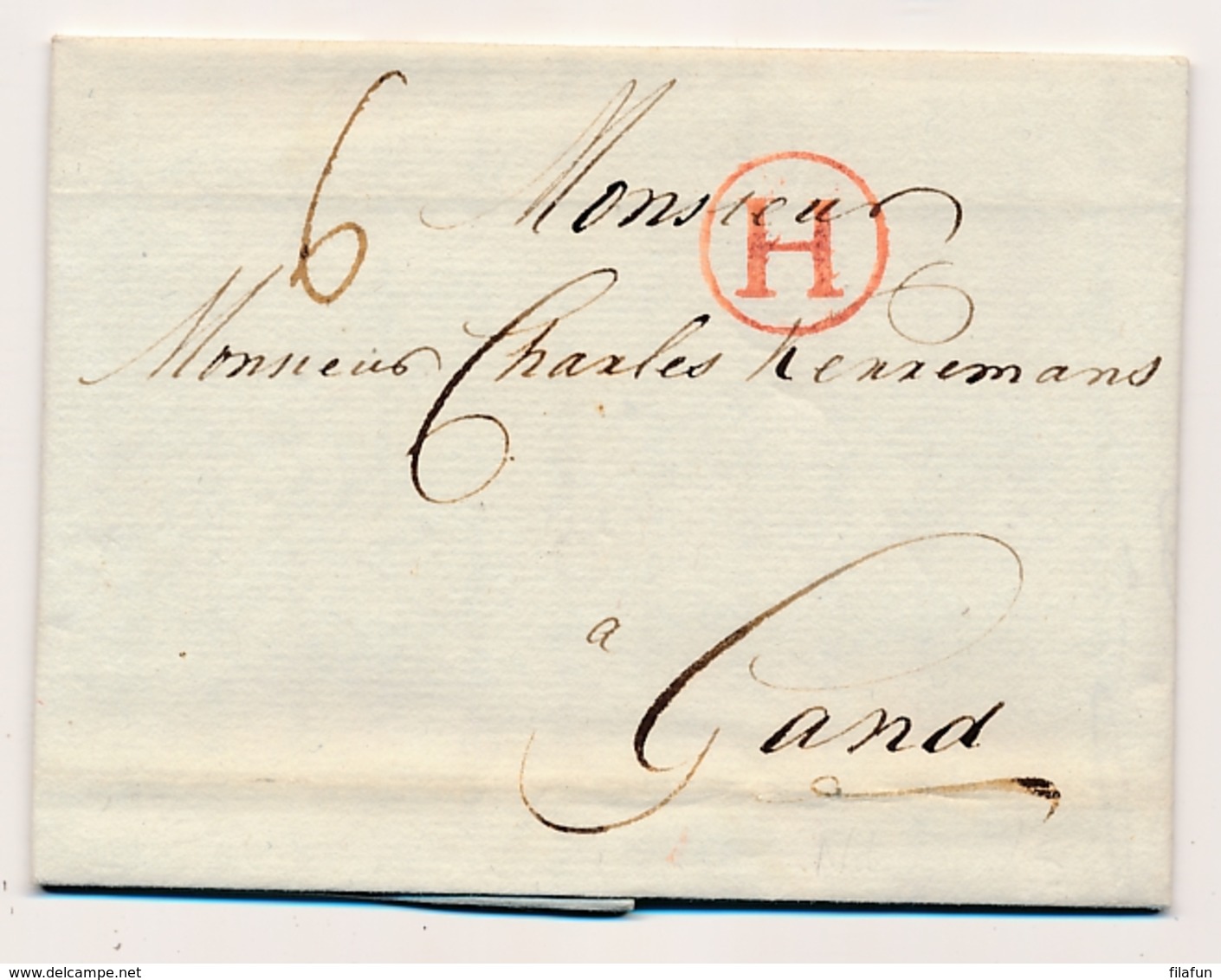 Nederland / België - 1780 - Complete EO Vouwbrief Van Amsterdam Met H In Cirkel Naar Gand / Vlaanderen - ...-1852 Prephilately