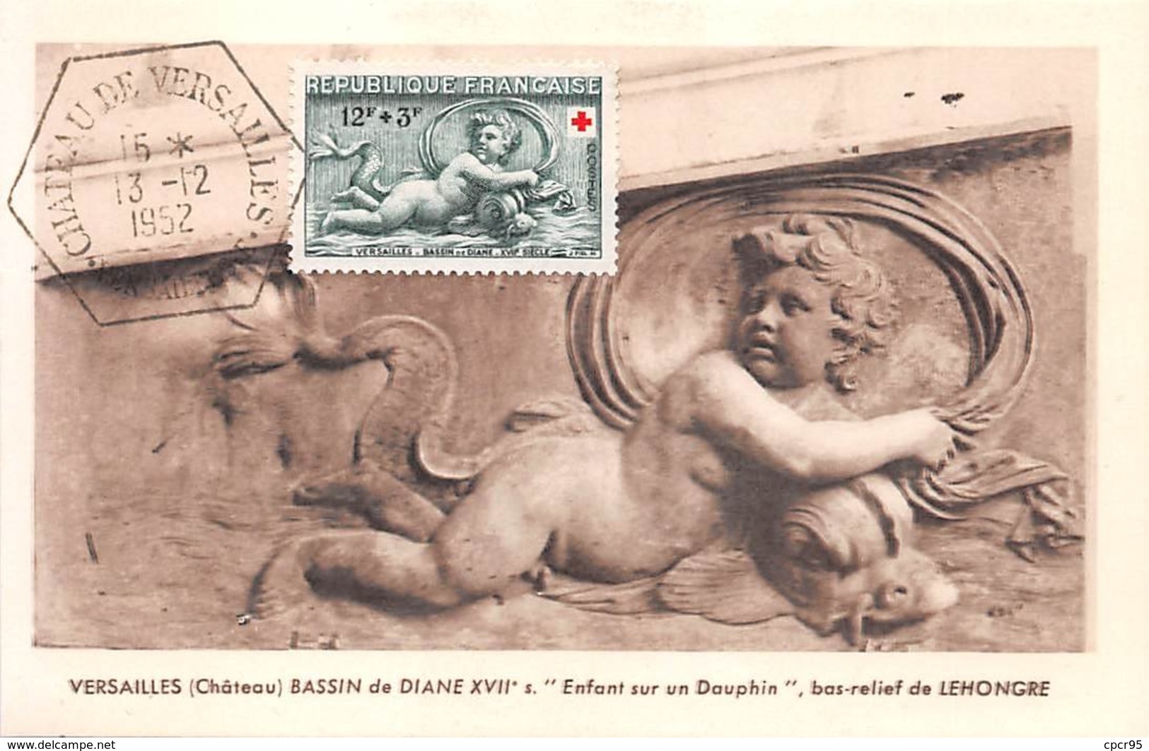 1952 .carte Maximum .france .102288 .bassin De Diane XVIIe Siecle .cachet Versailles . - 1950-1959