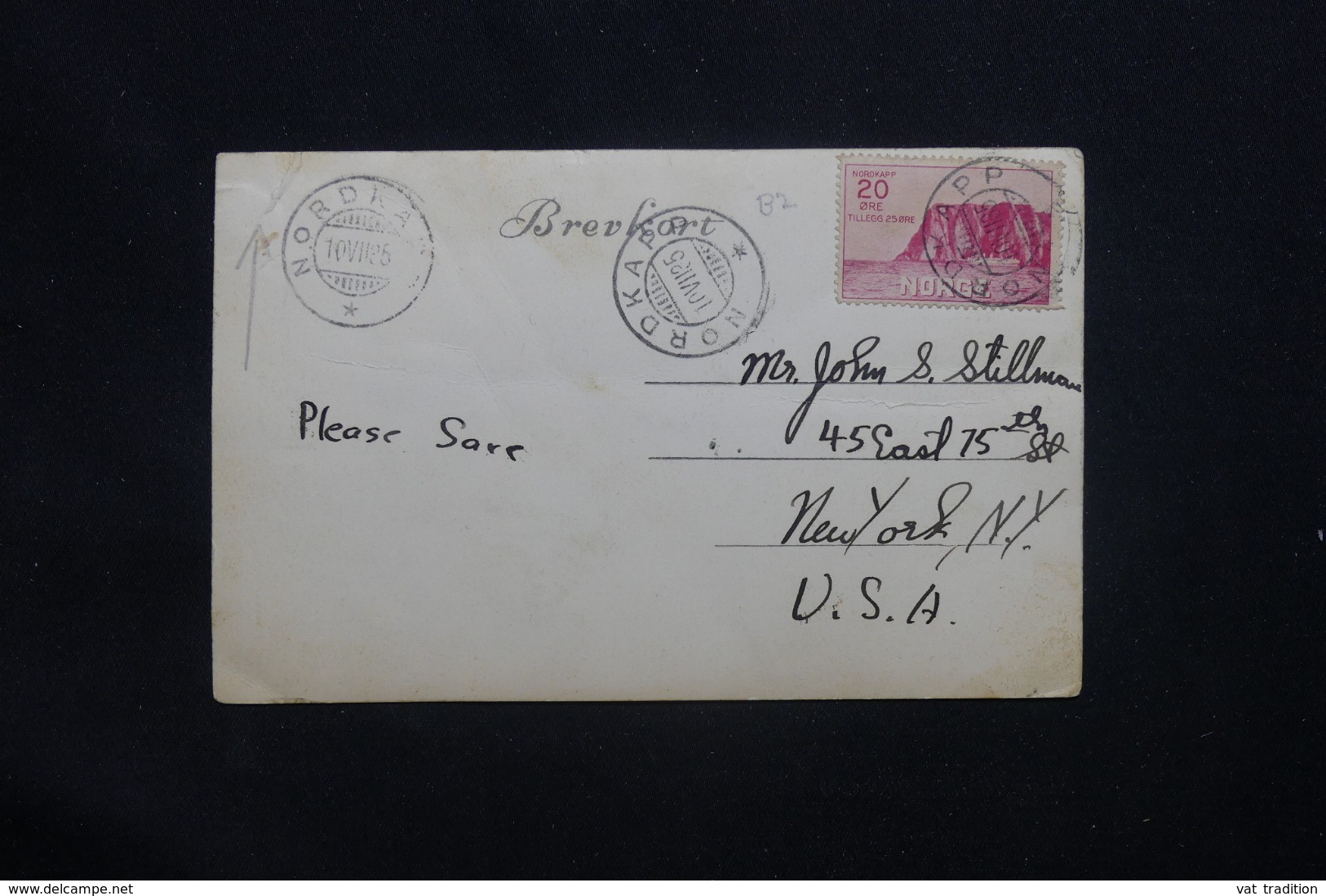 NORVÈGE - Affranchissement De Nordkapp Sur Carte Postale En 1935 Pour Les Etats Unis - L 42292 - Lettres & Documents