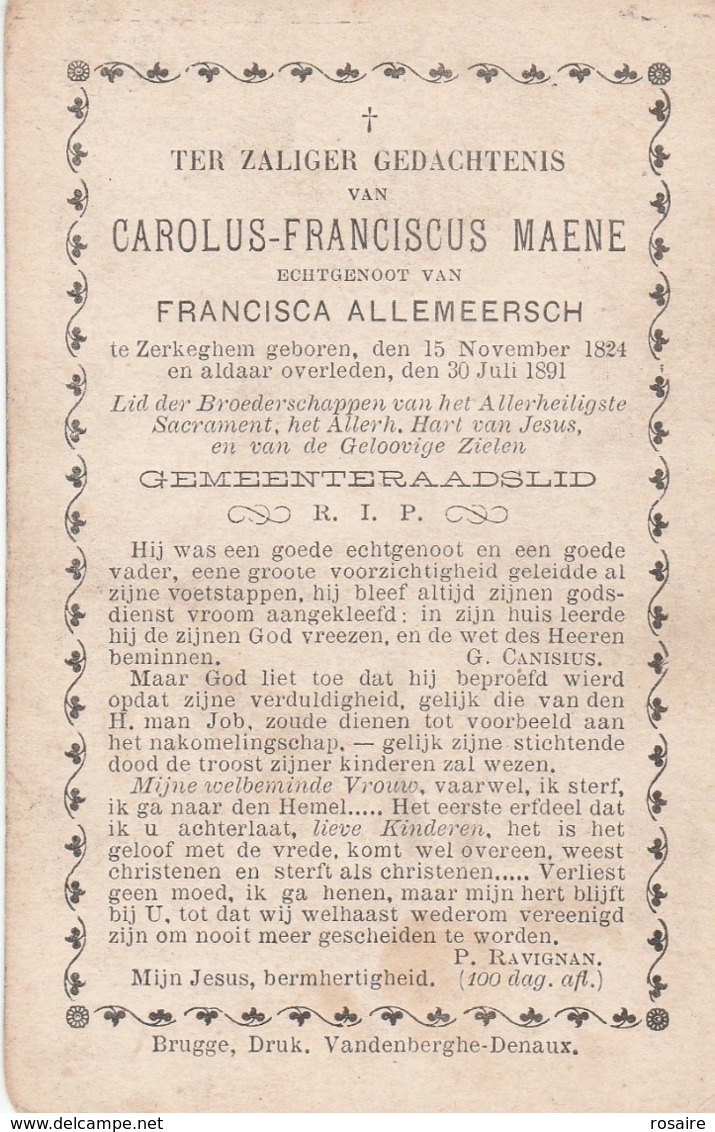 Carolus Franciscus Maene-zerkeghem 1824-1891 - Images Religieuses