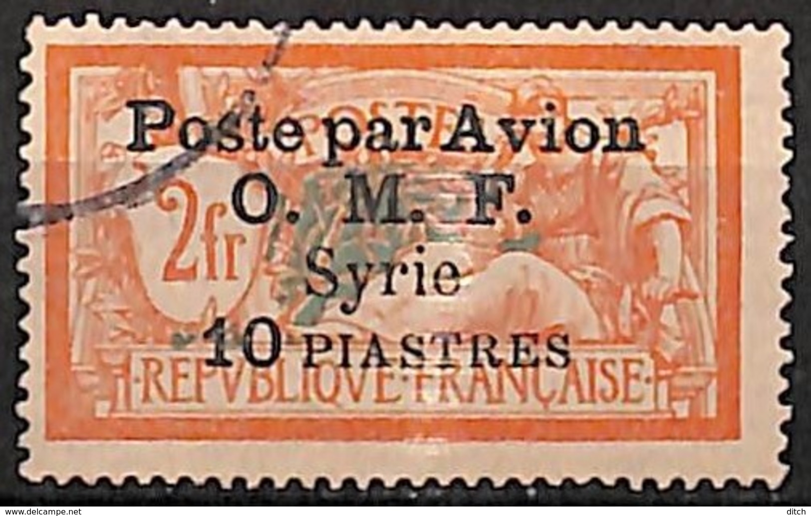 D - [827985]TB//O/Used-c:43e-Syrie 1922 - PA13, 10pi Sur 2f, Poste Par Avion, Colonies - Aéreo