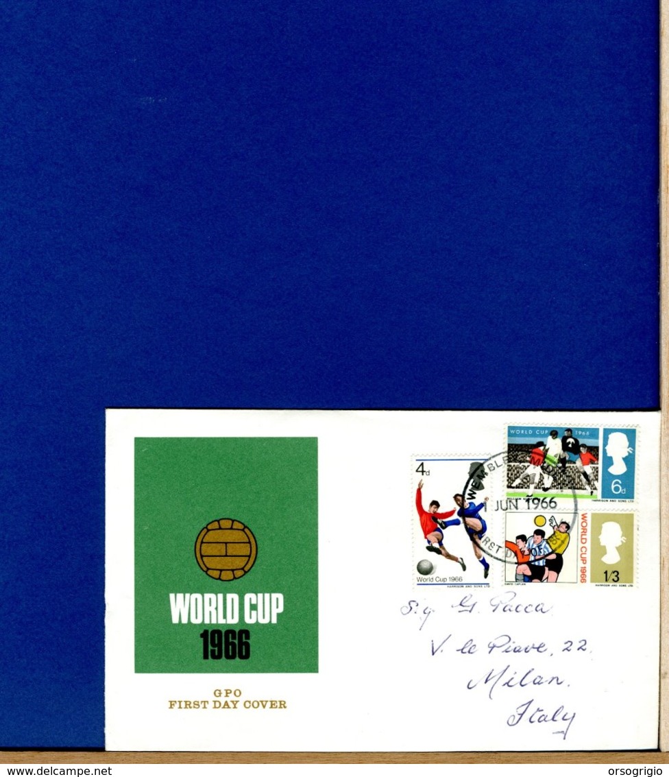 GREAT BRITAIN - FDC 1966  -  FOOTBALL WORLD CUP 1966 - 1952-1971 Em. Prédécimales