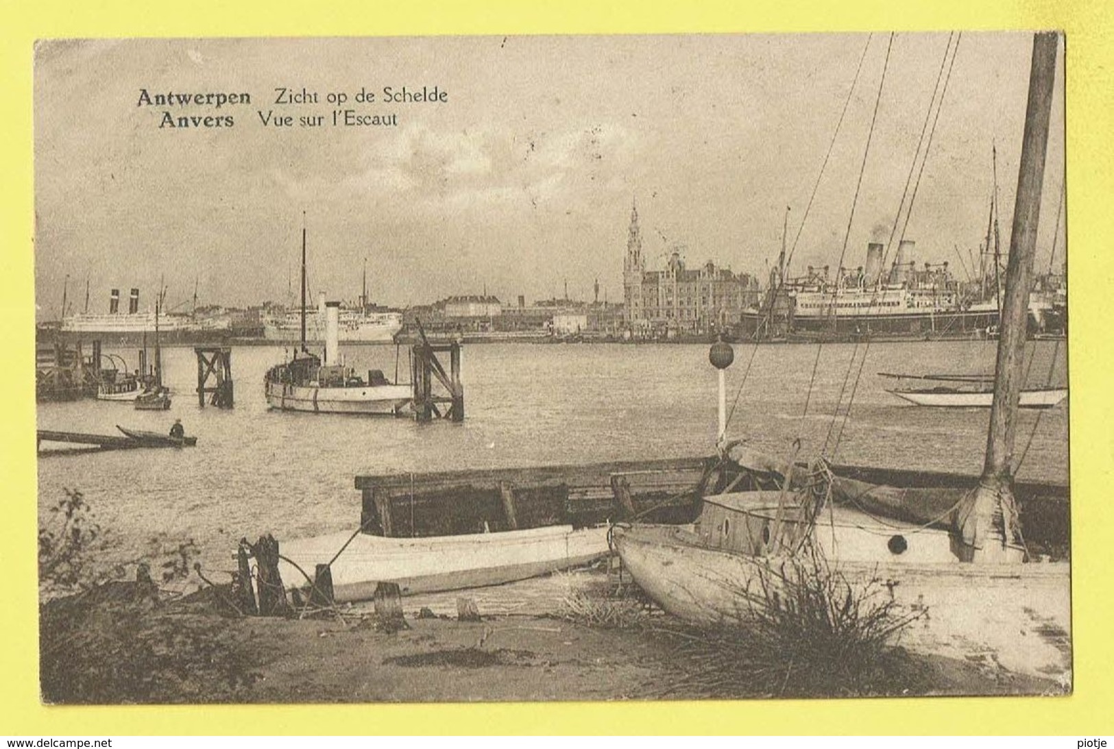 * Antwerpen - Anvers - Antwerp * ZIcht Op De Schelde, Vue Sur L'escaut, Bateau, Boat, Boot, Canal, Rare, Old, CPA - Antwerpen