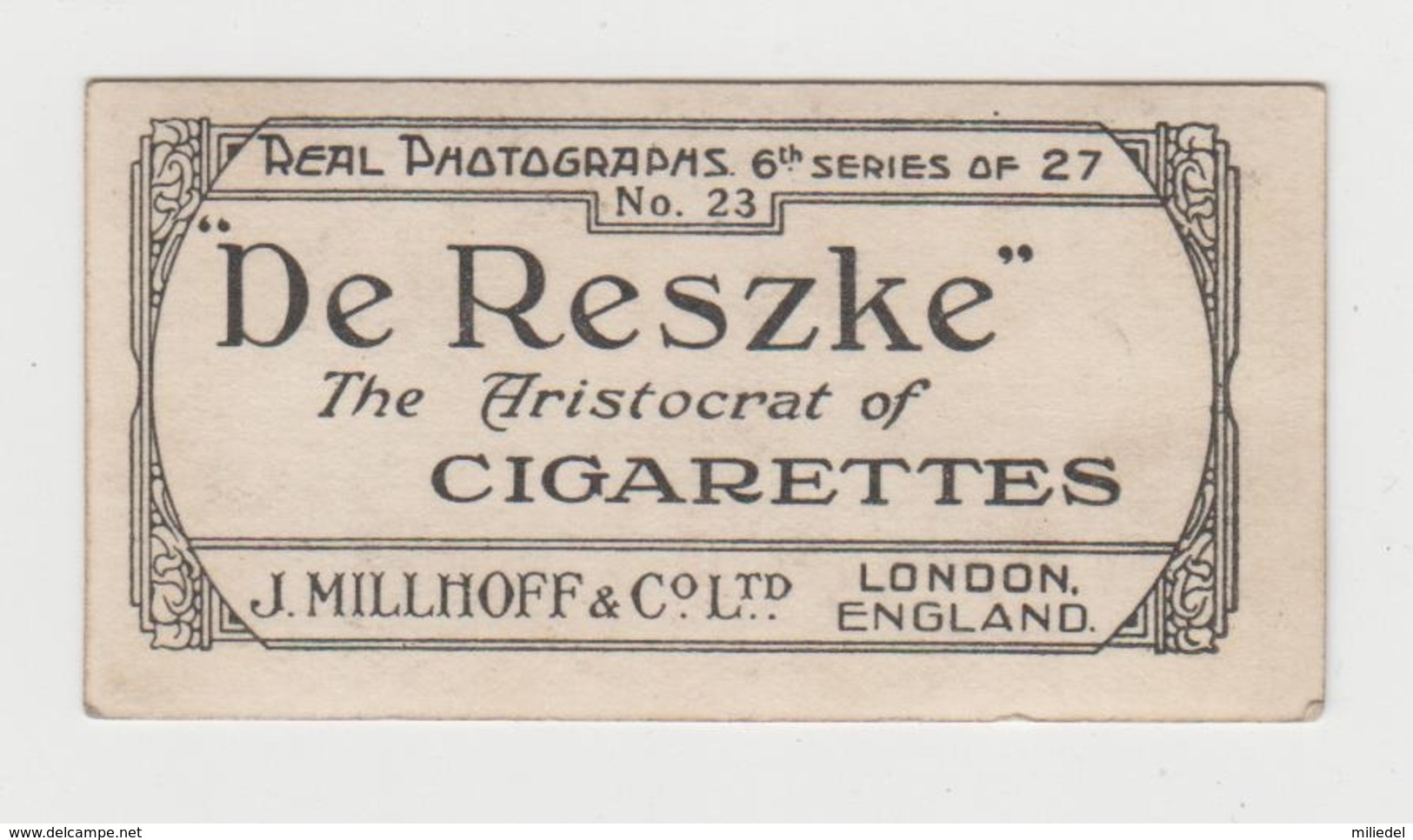 CARTE CIGARETTE - J-Millhoff DE RESZKE - Aristocrat Of Cigarettes - Série 6 - Numéro 23 - Ourson Peluche Et Chien - Autres & Non Classés