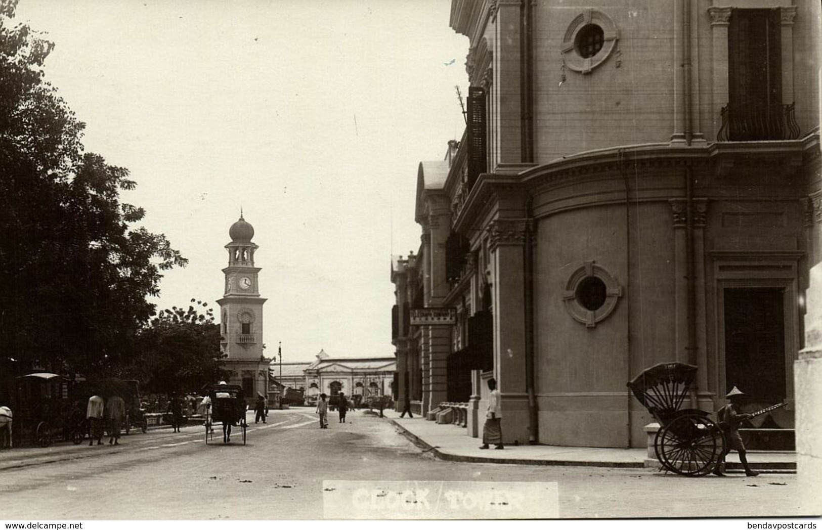 Malay Malaysia PENANG, Clock Tower, Eastern Extension Telegraph Co. (1910s) RPPC - Malaysia