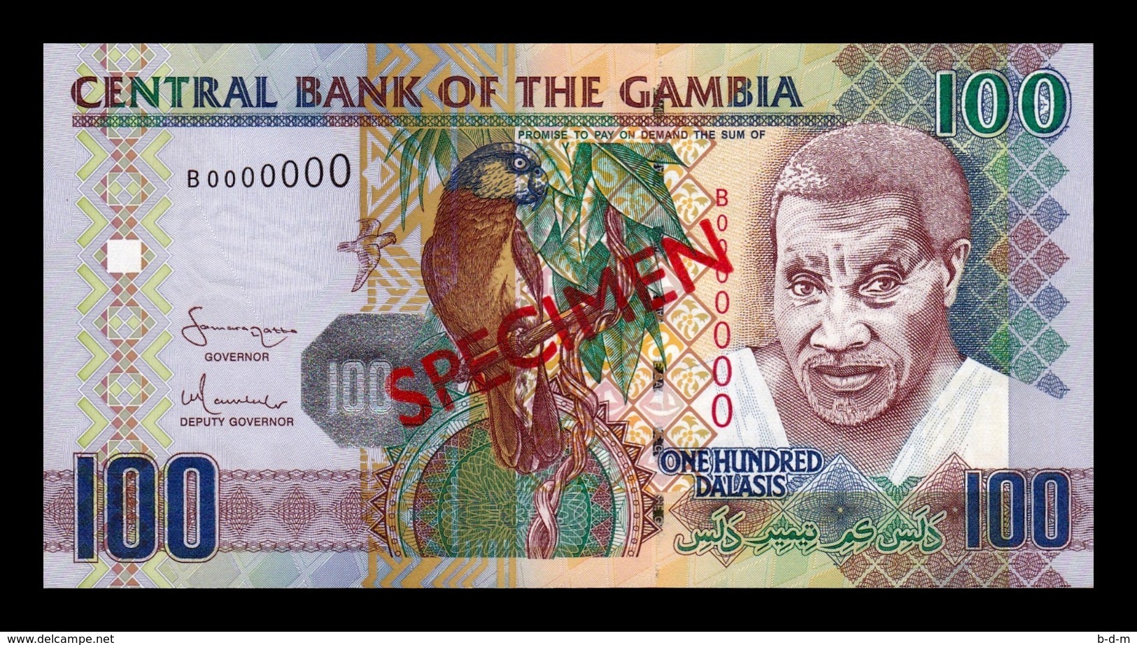 Gambia 100 Dalasis 2006 - 2013 Pick 29a Specimen SC UNC - Gambia