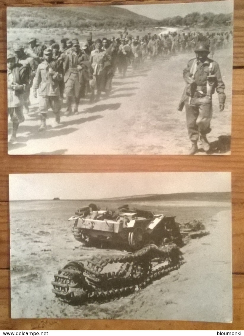 Lot De 2 Cartes Postales Photo /  Du TCHAD à TUNIS Char Allemand Kasserine & Prisonniers Bizerte - Guerre 1939-45