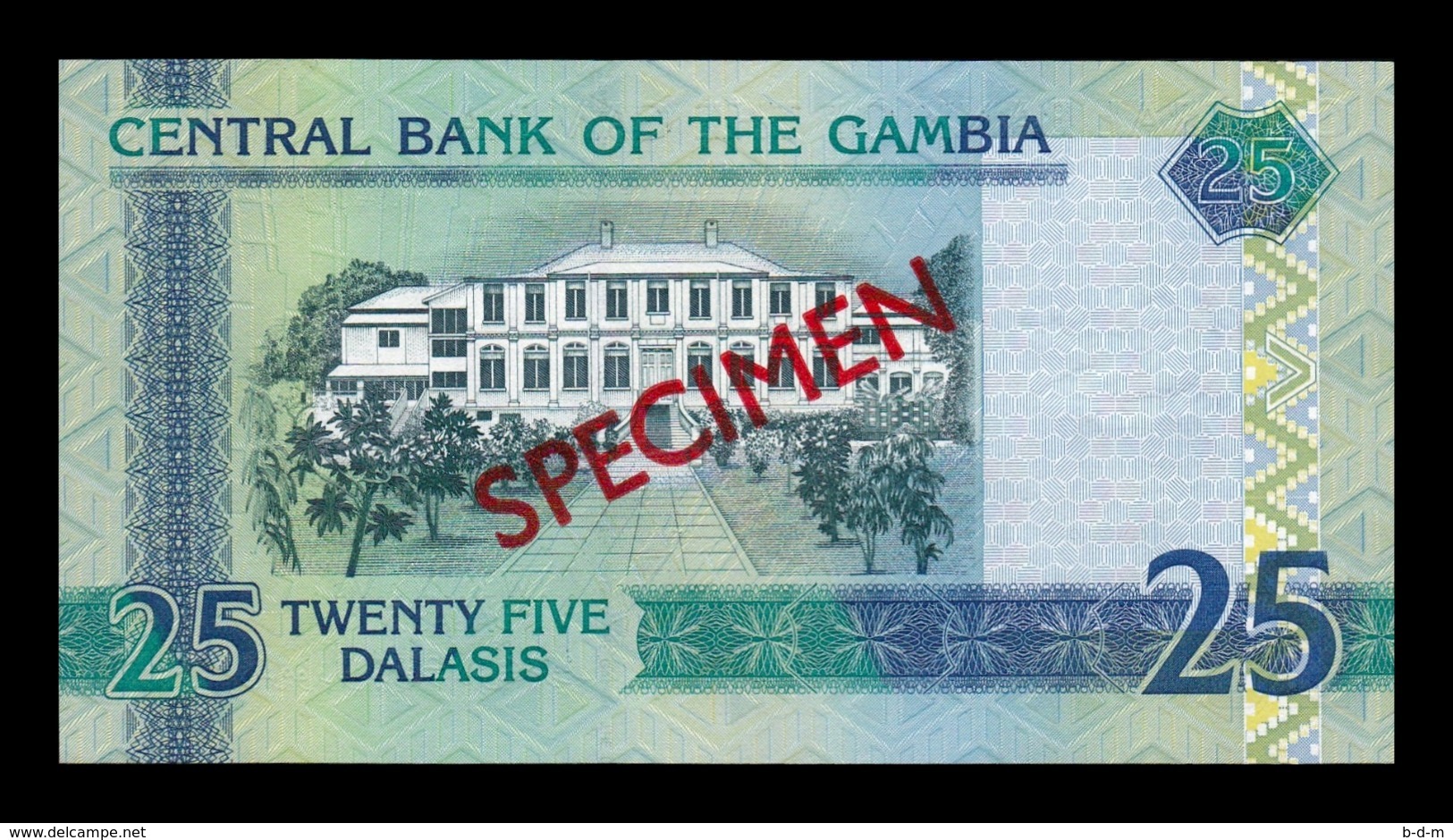 Gambia 25 Dalasis 2006-2013 Pick 27a Specimen SC UNC - Gambia