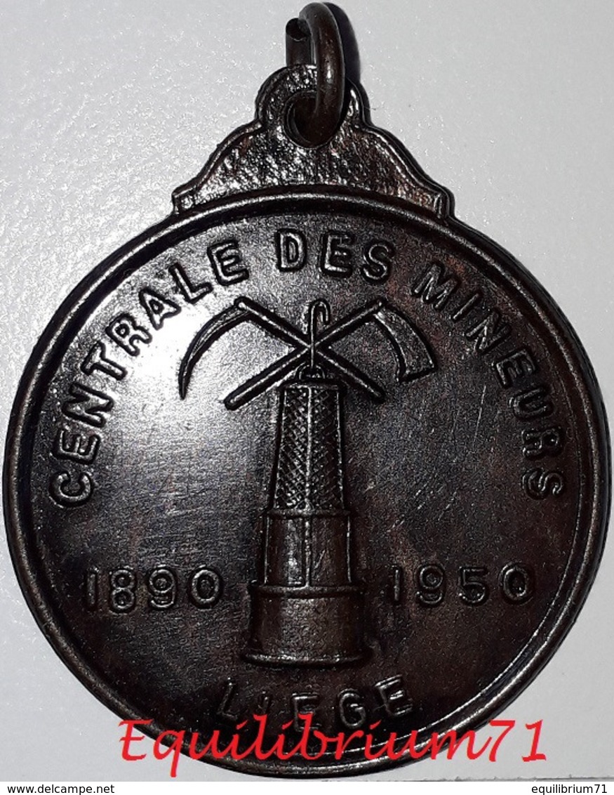 Médaille De Mineur - Centrale Des Mineurs Liège 1890-1950 - 60ème Anniversaire & 25ème D'affiliation - 80 Gr - Autres & Non Classés