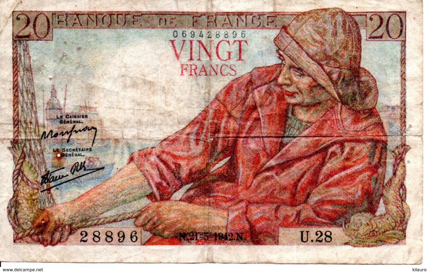 Billet France Pêcheur De 20 Francs Année 1942 . U.28. - 20 F 1942-1950 ''Pêcheur''