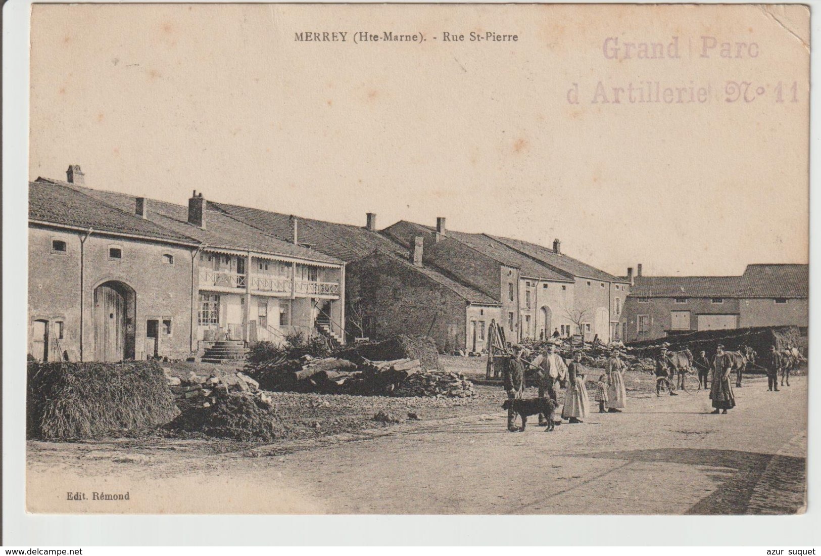 FRANCE/CPA DE MERREY/RUE ST.PIERRE/1915/CACHET LINEAIRE PARC D'ARTILLERIE - Autres & Non Classés