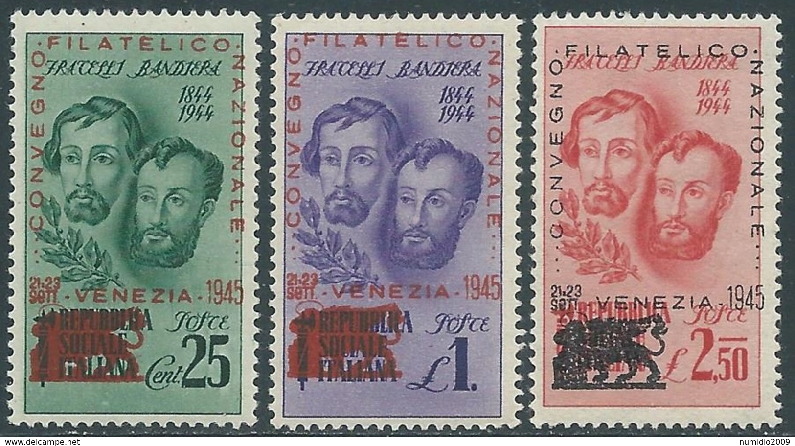 1940 CLN CONVEGNO FILATELICO NAZIONALE VENEZIA 3 VALORI MNH ** - UR44-9 - Centraal Comité Van Het Nationaal Verzet (CLN)