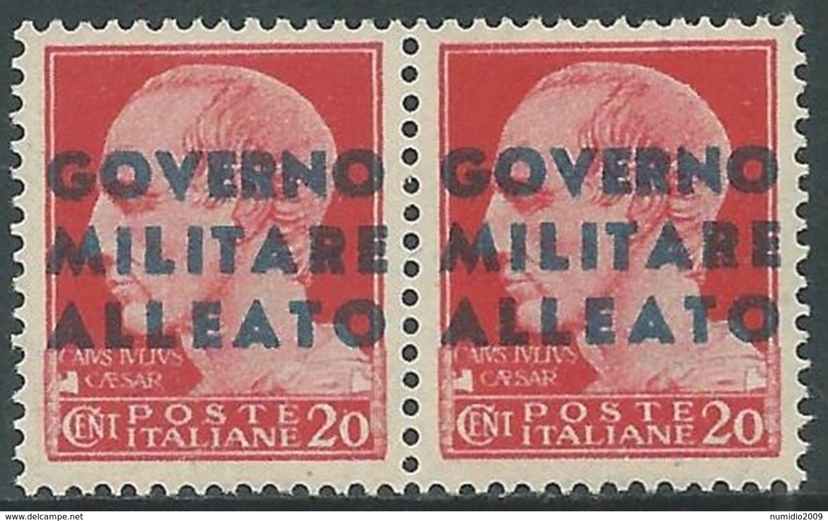 1943 OCCUPAZIONE ANGLO AMERICANA NAPOLI 20 CENT COPPIA MNH ** - UR44-7 - Occ. Anglo-américaine: Naples