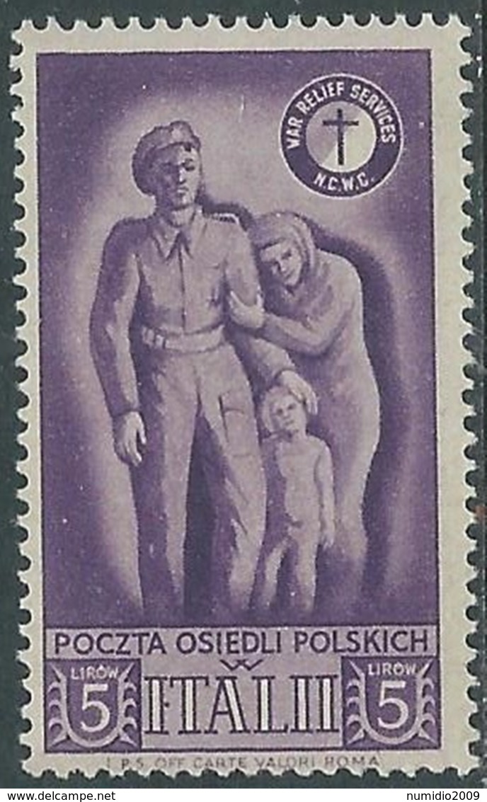 1946 CORPO POLACCO SOCCORSO DI GUERRA 5 LIRE MNH ** - UR44-5 - 1946-47 Corpo Polacco Period