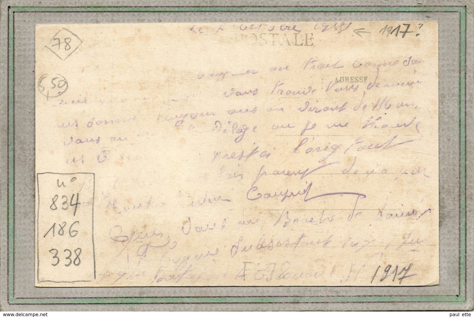 CPA - DROCOURT (78) - Aspect Du Quartier De L'Eglise En 1917 - Sonstige & Ohne Zuordnung