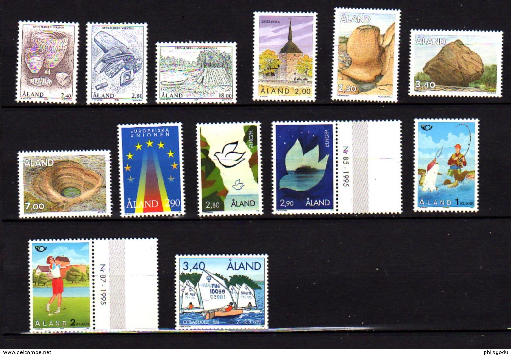 Aland 1994-95, Archéologie, église, Europa, Sport, Vol à Voile, Entre 88 Et 104**, Cote 28 € - Aland