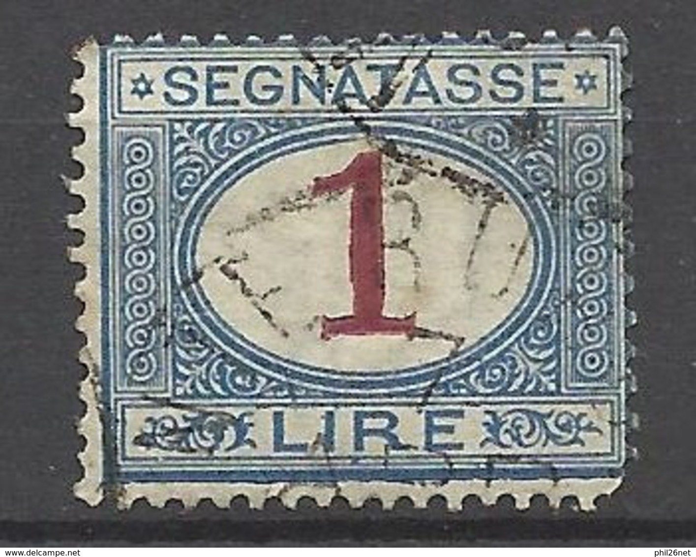 Italie   Rare  Taxe N°  13a  Bleu Et Carmin Double Impression  Oblitéré    AB/B     - Postage Due