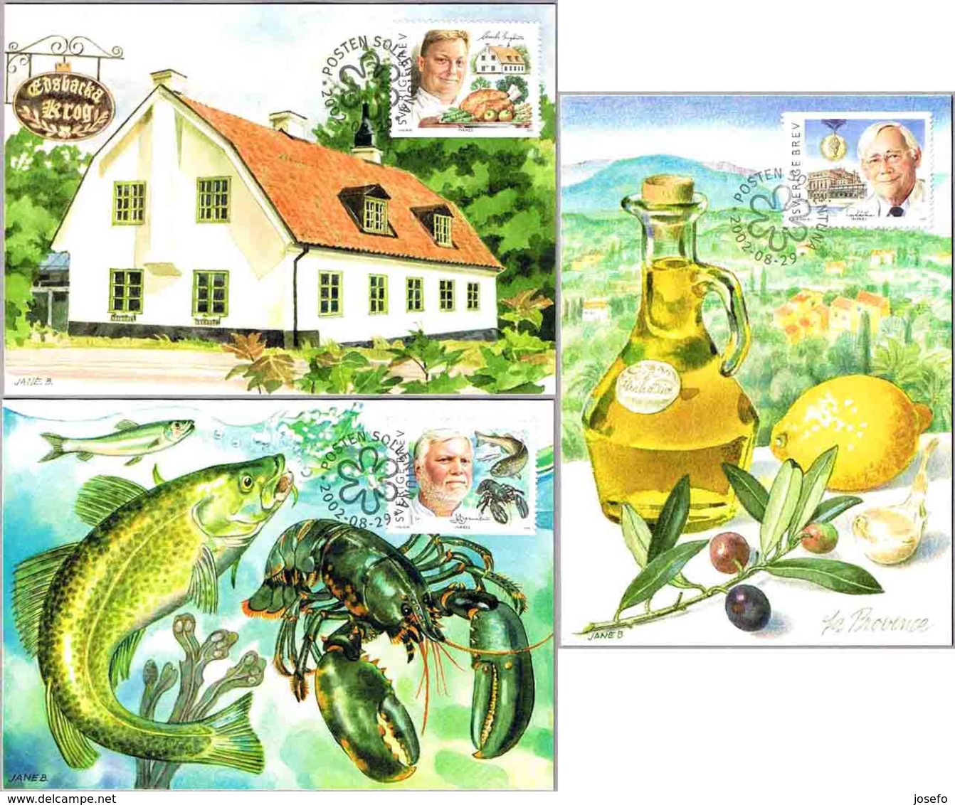 GASTRONOMIA SUECIA - SWEDISH GASTRONOMY. Set 6 TM/MC. 2002 - Levensmiddelen