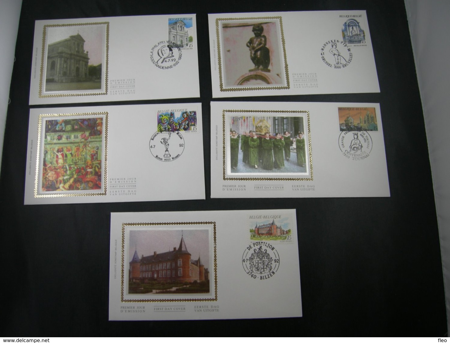 BELG.1992 2468 2469 2470 2471 & 2472 FDC's Soie/zijde :  "  Emission Touristique  / Toeristische Uitgifte " - 1991-2000