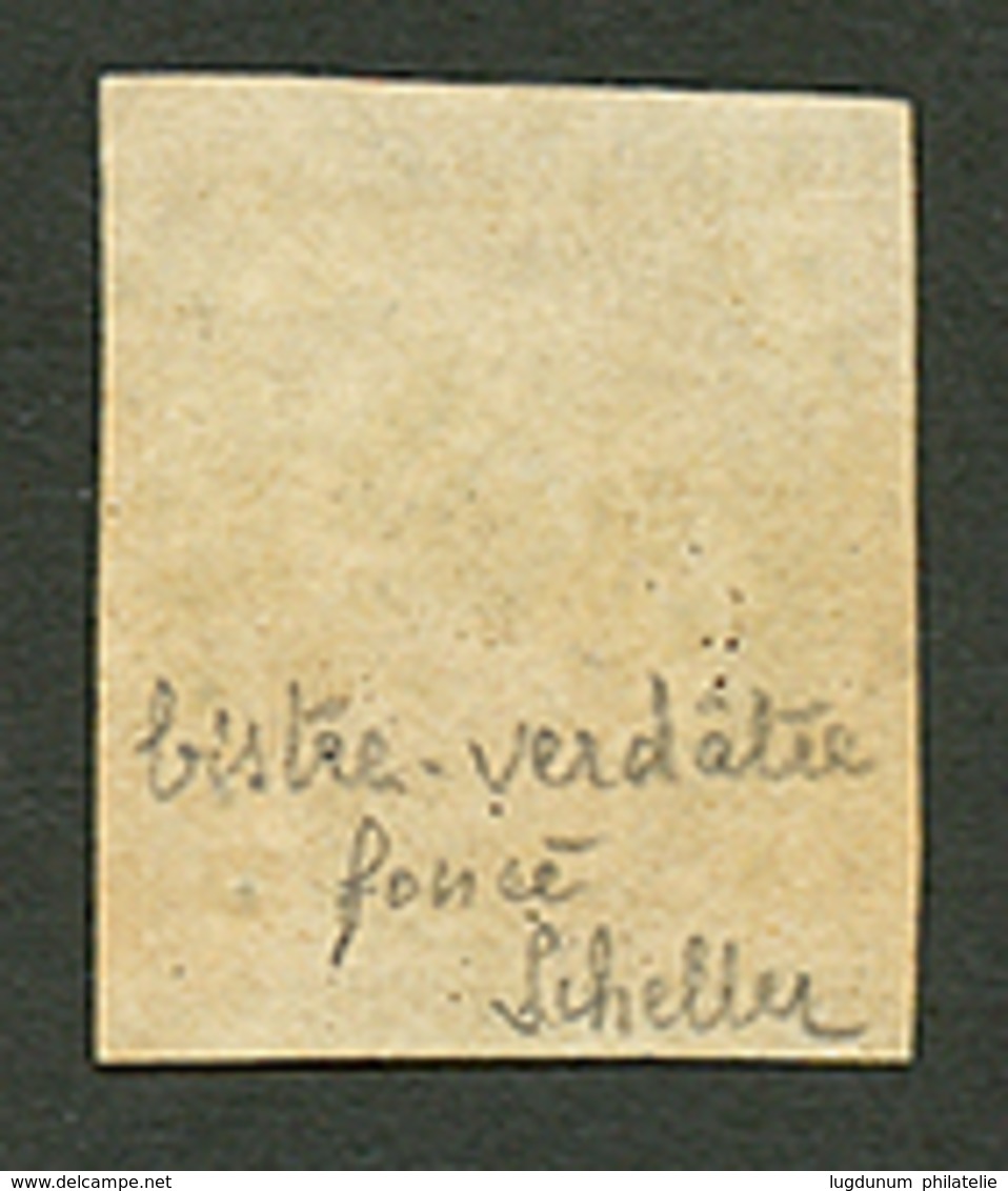 10c CERES (n°1c) BISTRE VERDATRE FONCE Obl. Cote 1000€. Signé SCHELLER. TB. - 1849-1850 Ceres