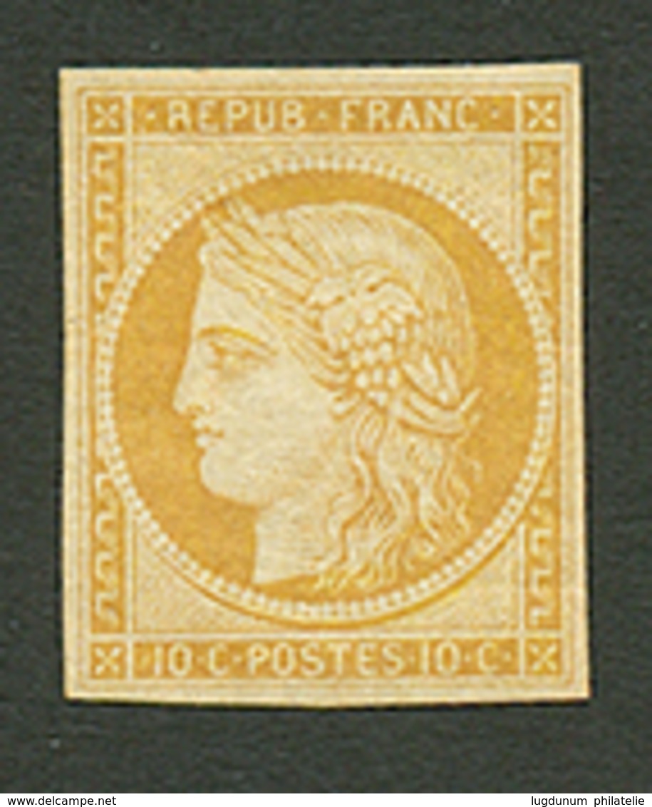 10c CERES REIMPRESSION (n°1f) Neuf *. Cote 650€. Certificat SCHELLER. Superbe. - 1849-1850 Cérès