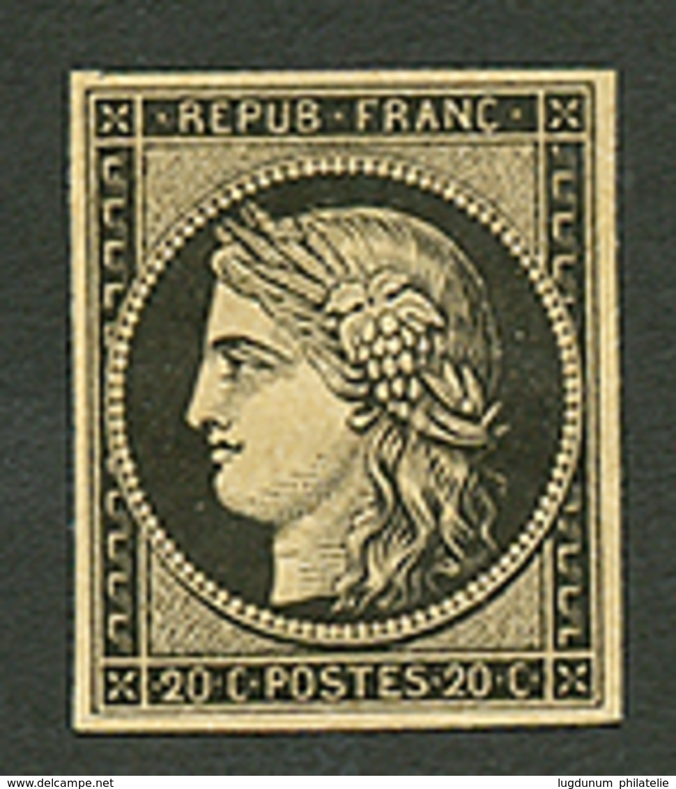 20c Noir (n°3) Neuf *. Cote 625€. Signé SCHELLER. TTB. - 1849-1850 Ceres