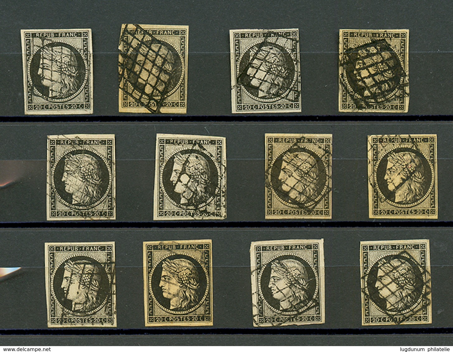 20c Noir (n°3) - Sélection De 12 Exemplaires Oblitérés Sans Défaut. TTB. - 1849-1850 Cérès