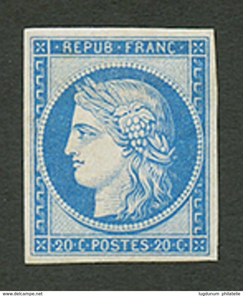 NON EMIS 20c CERES Bleu REIMPRESSION (n°8f) Neuf *. Cote 800€. Certificat SCHELLER. TTB. - 1849-1850 Ceres