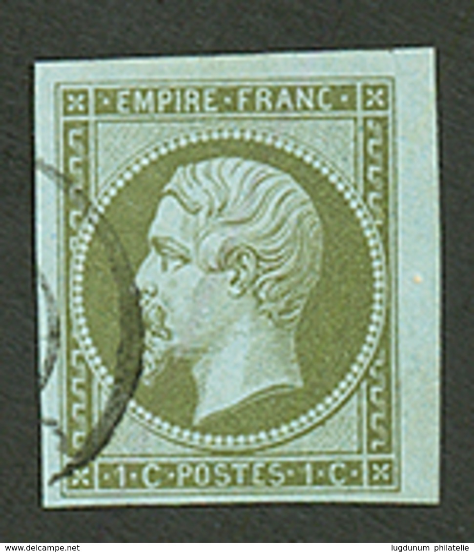 1c Empire (n°11) Coin De Feuille Obl. Signé Scheller. Superbe. - 1853-1860 Napoléon III.