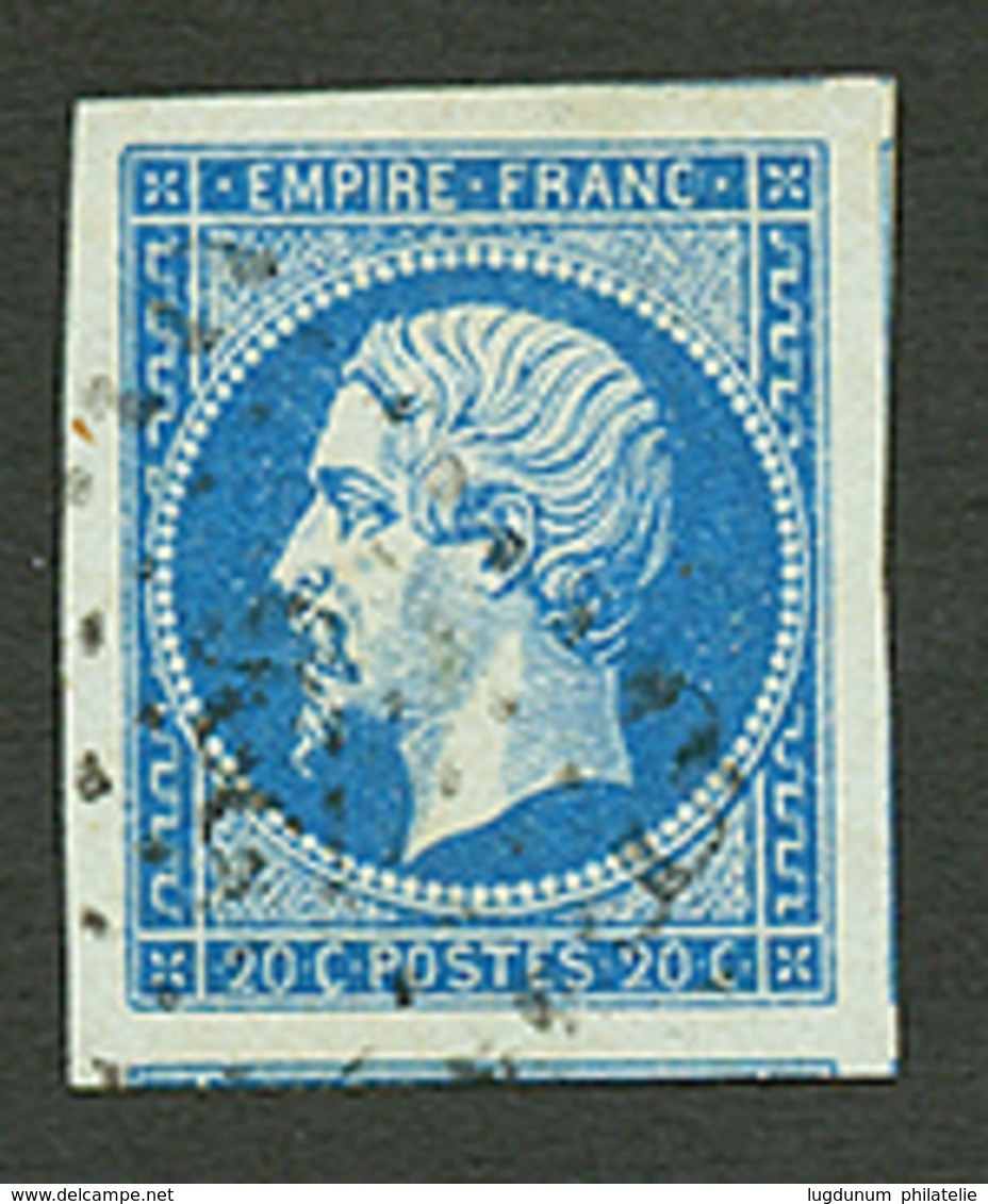 20c Empire (n°14d) Bleu Sur Vert Obl. Marges énormes (3 Voisins). Signé SCHELLER. Superbe. - 1853-1860 Napoléon III.