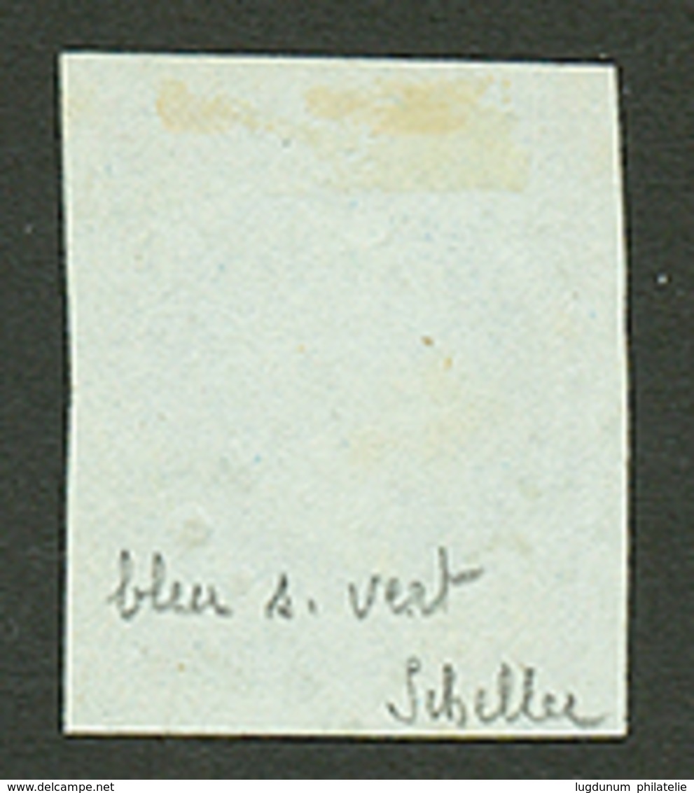20c Empire (n°14d) Bleu Sur Vert Obl. Marges énormes (3 Voisins). Signé SCHELLER. Superbe. - 1853-1860 Napoleon III