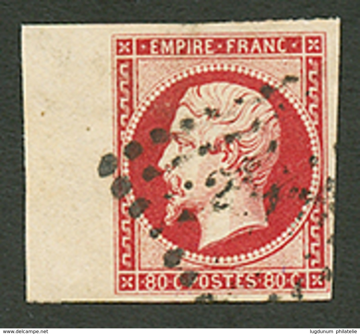 80c Empire (n°17) Bord De Feuille Obl. Signé SCHELLER. Superbe. - 1853-1860 Napoléon III