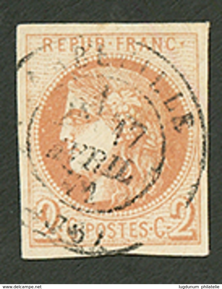 2c BORDEAUX (n°40B) Obl. Cachet à Date T.17 MARSEILLE. Cote 375€. Signé SCHELLER. TB. - 1870 Emisión De Bordeaux