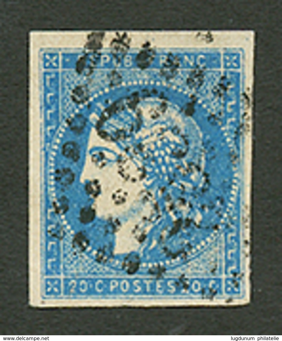 20c BORDEAUX Type I N°44a Bleu Fonçé Obl. Signé BRUN. Cote 1100€. TTB. - 1870 Emisión De Bordeaux