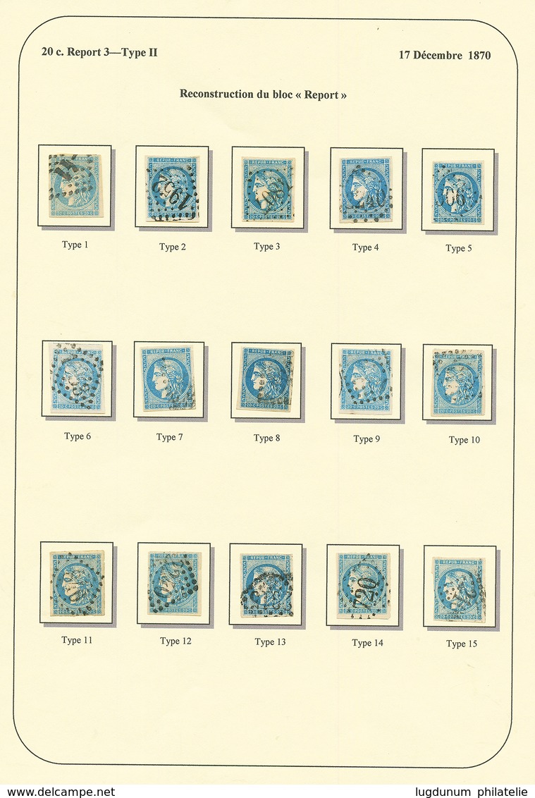 20c BORDEAUX Type II Report 3 (n°45C) Reconstitution Du BLOC REPORT De 15 Timbres. Quelques Petits Défauts. Cote 1250€.  - 1870 Emisión De Bordeaux