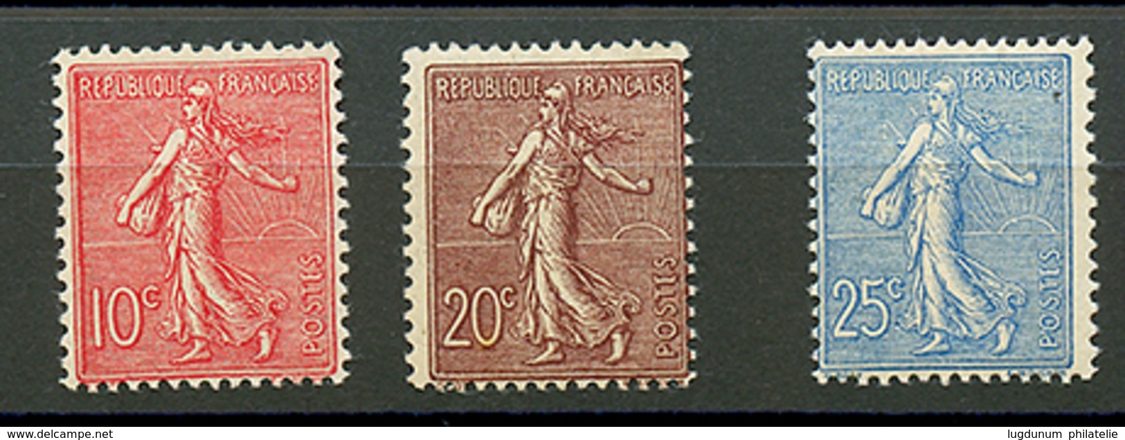 SEMEUSE 10c (n°129), 20c (n°131) Et 25c (n°132) Neuf **. Cote 447€. TTB. - 1903-60 Semeuse Lignée