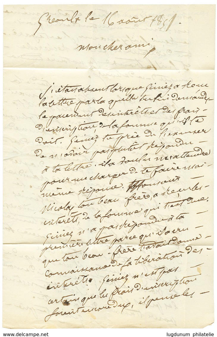 1851 25c CERES (n°4) Obl. Grille + T.14 GREOUX Sur Lettre Avec Texte. RARE. Cote 420€. TTB. - Other & Unclassified