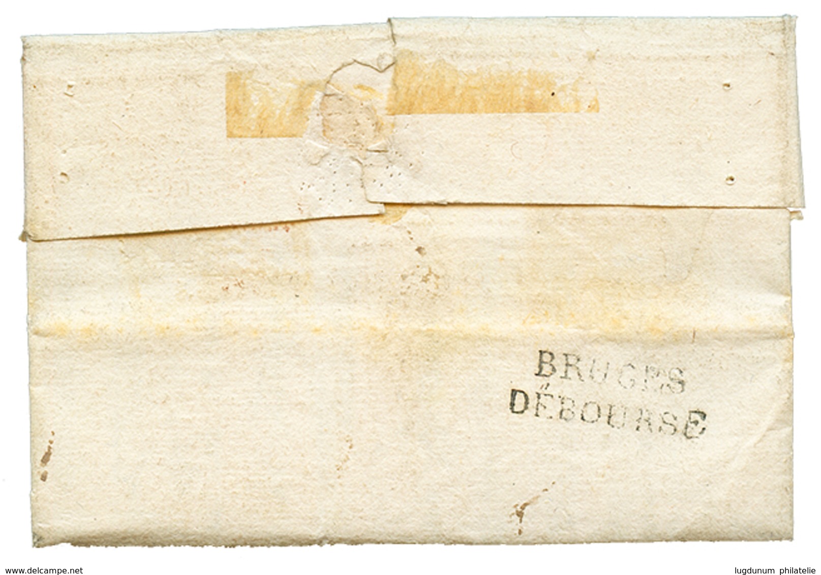 Trés Rare Cachet BRUGES/ DEBOURSE Au Verso D'une Lettre Avec Texte (ss Date) De COMO (ITALIE) Pour VENLO Redirigé à OSTE - 1792-1815: Conquered Departments