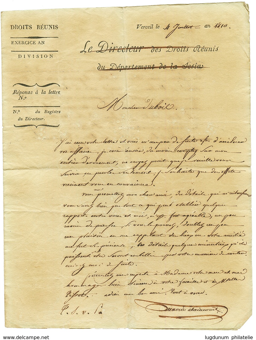 1810 P.107.P VERCEIL Sur Lettre Avec Texte Pour GENEVE (SUISSE). Superbe. - 1792-1815 : Departamentos Conquistados